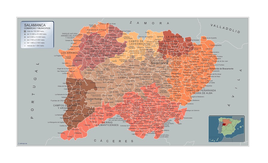 Mapa de las comarcas de Salamanca